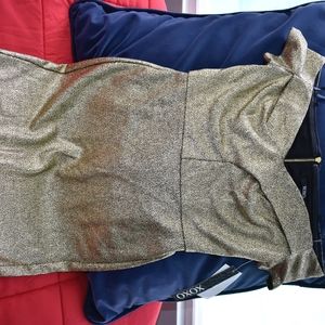 NWT Gold Off shoulder dress